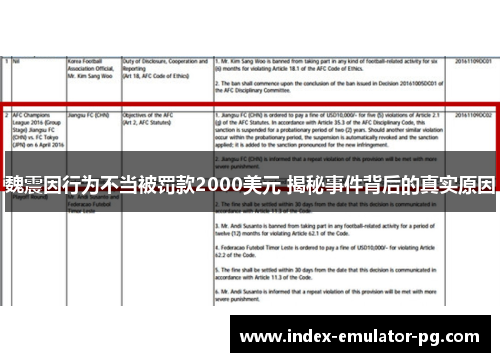 魏震因行为不当被罚款2000美元 揭秘事件背后的真实原因